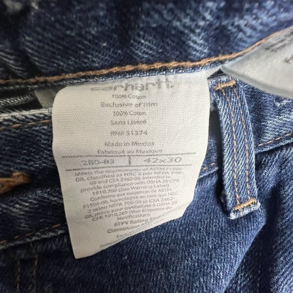 Carhartt Flame Resistant Mens Medium Wash Relaxed Fit Jeans Size 42 X 30 - Picture 8 of 10